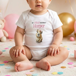 Capybara First Birthday • Birthday Outfit Baby Bodysuit