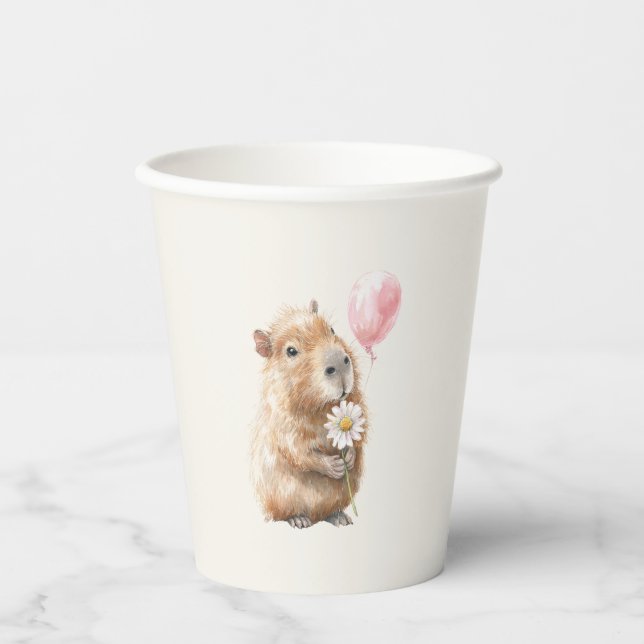 Capybara First Birthday Paper Cups (Front)