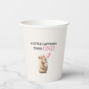 Capybara First Birthday Paper Cups
