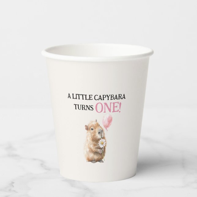 Capybara First Birthday  Paper Cups (Front)