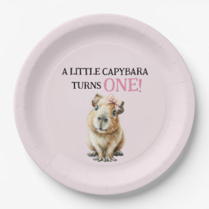 Capybara First Birthday Paper Plate