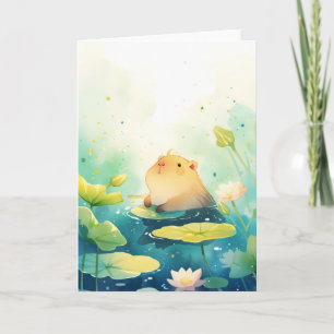 Capybara Floating in Bliss Card