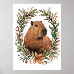 Capybara Floral Art Print