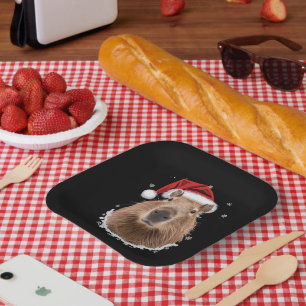 Capybara Funny Christmas Paper Plate