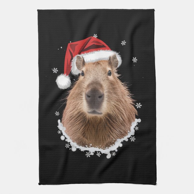 Capybara Funny Christmas  Tea Towel (Vertical)