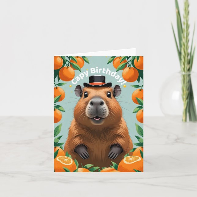 Capybara Funny Happy Birthday Card (Front)