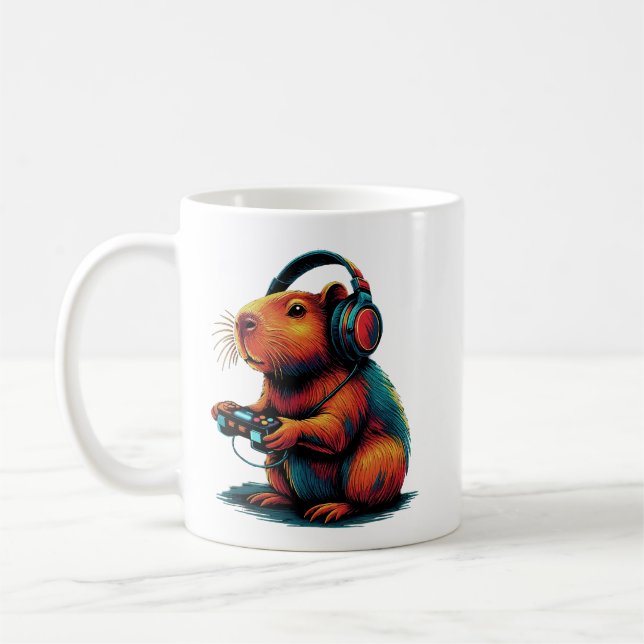 Capybara Funny Video Games Capybara Coffee Mug (Left)