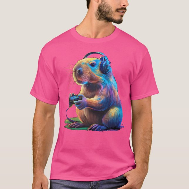 Capybara Funny Video Games Capybara T-Shirt (Front)