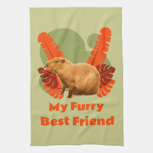 Capybara Furry Best Friend Tropical Animal Tea Towel