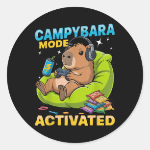 Capybara Gamer Gaming T-shirt_1.png  Classic Round Sticker