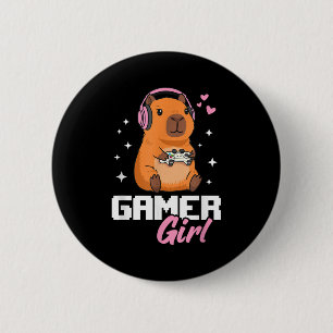 Capybara Gamer Girl Gaming  6 Cm Round Badge