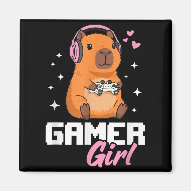 Capybara Gamer Girl Gaming  Magnet (Front)