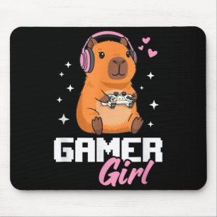 Capybara Gamer Girl Gaming Mouse Mat