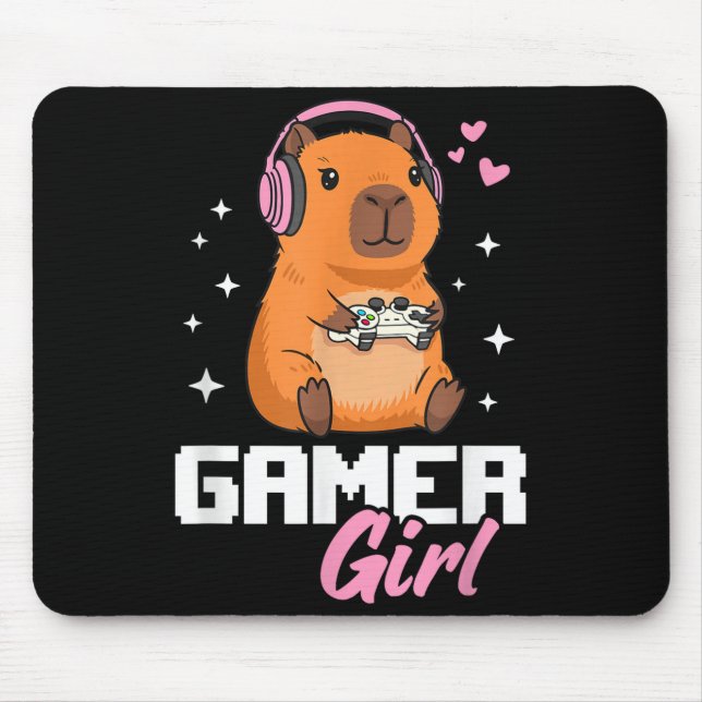 Capybara Gamer Girl Gaming  Mouse Mat (Front)