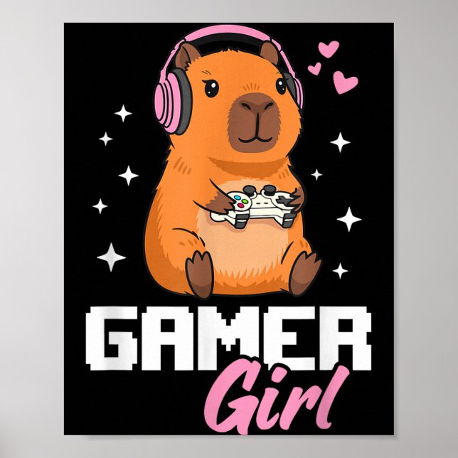 Capybara Gamer Girl Gaming  Poster (Front)