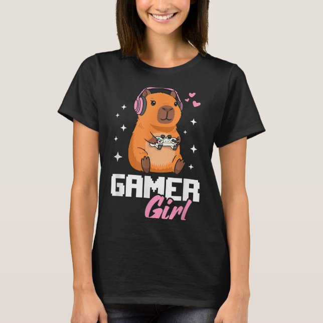 Capybara Gamer Girl Gaming  T-Shirt (Front)
