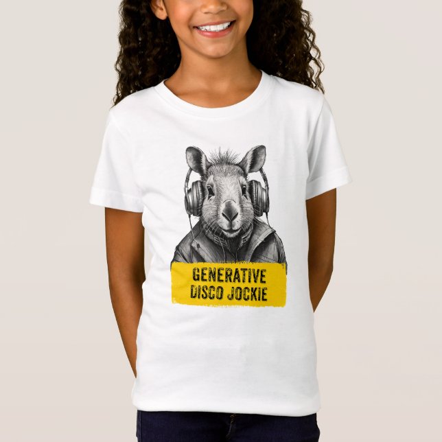 Capybara Generative Disco Jockie cool fun T-shirt (Front)
