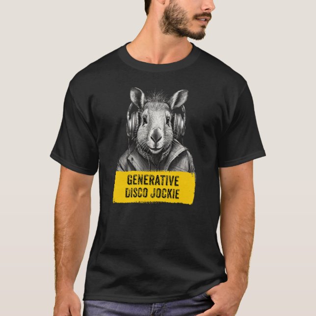Capybara Generative Disco Jockie cool fun T-shirt (Front)