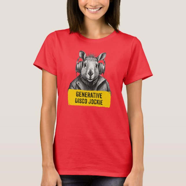 Capybara Generative Disco Jockie cool fun T-shirt (Front)