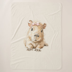 Capybara Girl Watercolor Sherpa Blanket • Nursery