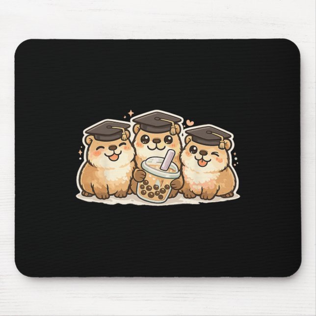 Capybara Graduation 2026 Boba Tea Student Cl Of Gr Mouse Mat (Front)