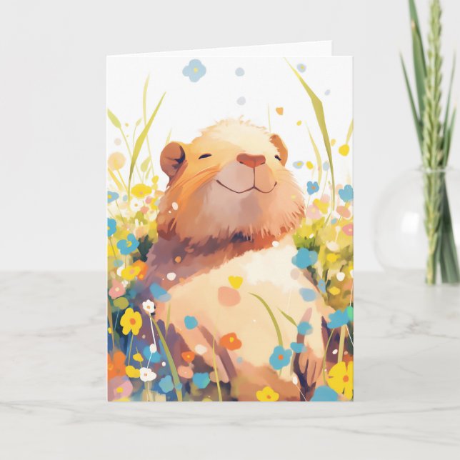 Capybara Grassy Naptime Card (Front)