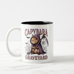 Capybara Graveyard Halloween Two-Tone Coffee Mug