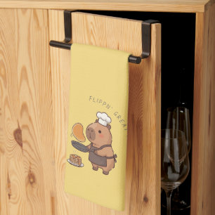 Capybara 'Great Flippn' Dad' Father's Day Birthday Tea Towel