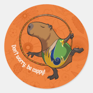 Capybara Gymnast Gymnastics Fan Cute Animal Art Classic Round Sticker