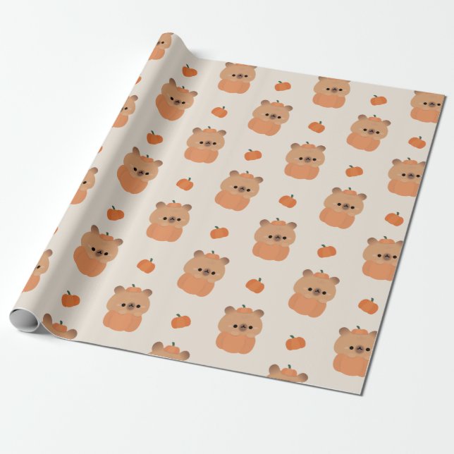 Capybara Halloween Wrapping Paper (Unrolled)