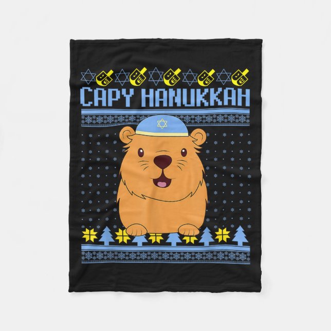 Capybara Hanukkah Capy Hanukkah Chanukah Jewish Ki Fleece Blanket (Front)
