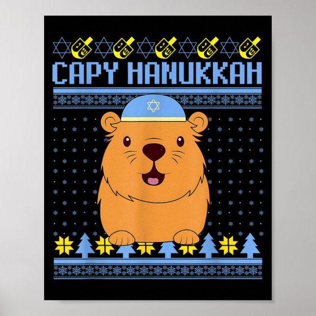 Capybara Hanukkah Capy Hanukkah Chanukah Jewish Ki Poster (Front)