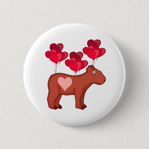 Capybara Hearts Love 6 Cm Round Badge