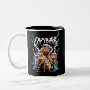 Capybara Heavy Metal Christmas Funny Holiday Gifts Two-Tone Coffee Mug