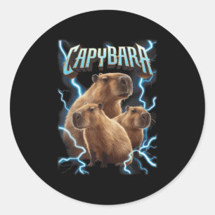 Capybara Heavy Metal Christmas Shirt _ Funny Holid Classic Round Sticker