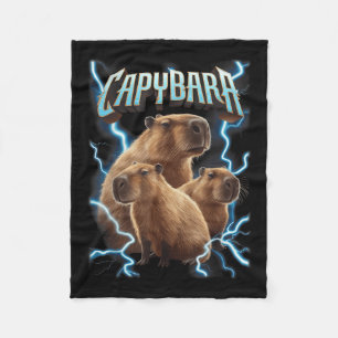 Capybara Heavy Metal Christmas Shirt _ Funny Holid Fleece Blanket