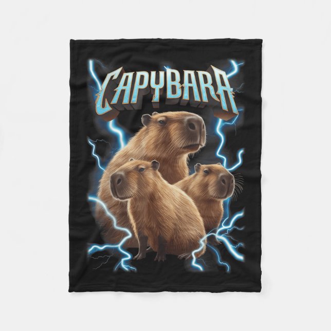 Capybara Heavy Metal Christmas Shirt _ Funny Holid Fleece Blanket (Front)