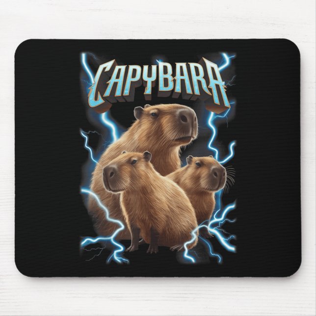 Capybara Heavy Metal Christmas Shirt _ Funny Holid Mouse Mat (Front)