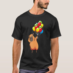 Capybara Holding Balloons Carpincho Water Hog Birt T-Shirt