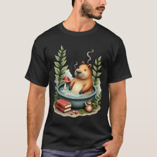 Capybara Hot Spring Cottagecore Mushroom Poetcore T-Shirt