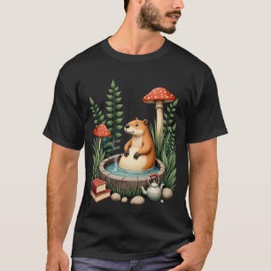 Capybara Hot Spring Slow Life Cottagecore T-Shirt