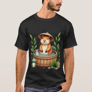 Capybara Hot Tub Bamboo Hat Zen Relaxation Shirt S