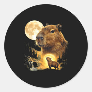 Capybara howling to the moon meme 90s animal classic round sticker