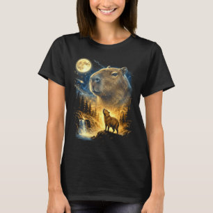 Capybara howling to the moon weird meme funny 90's T-Shirt