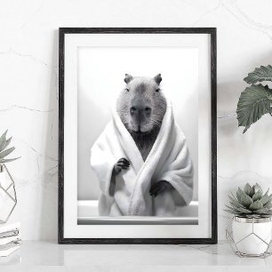 Capybara in a bathtub poster