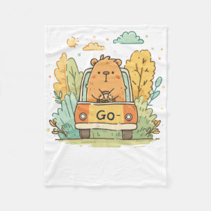 Capybara In A Car – Go! Motivational Cute Animal A Fleece Blanket