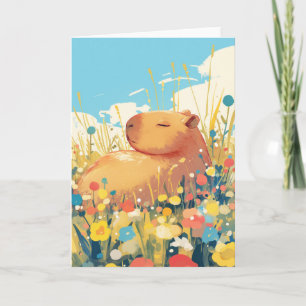 Capybara in a Field of Dreams Card