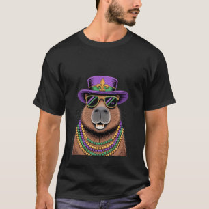 Capybara in Beads & Hat – Carnival Celebration Art T-Shirt