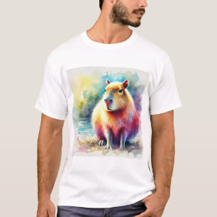Capybara in Nature 130924AREF101 - Watercolor T-Shirt