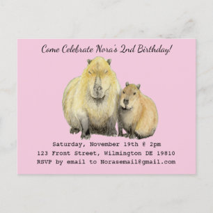 Capybara Invitation Postcard